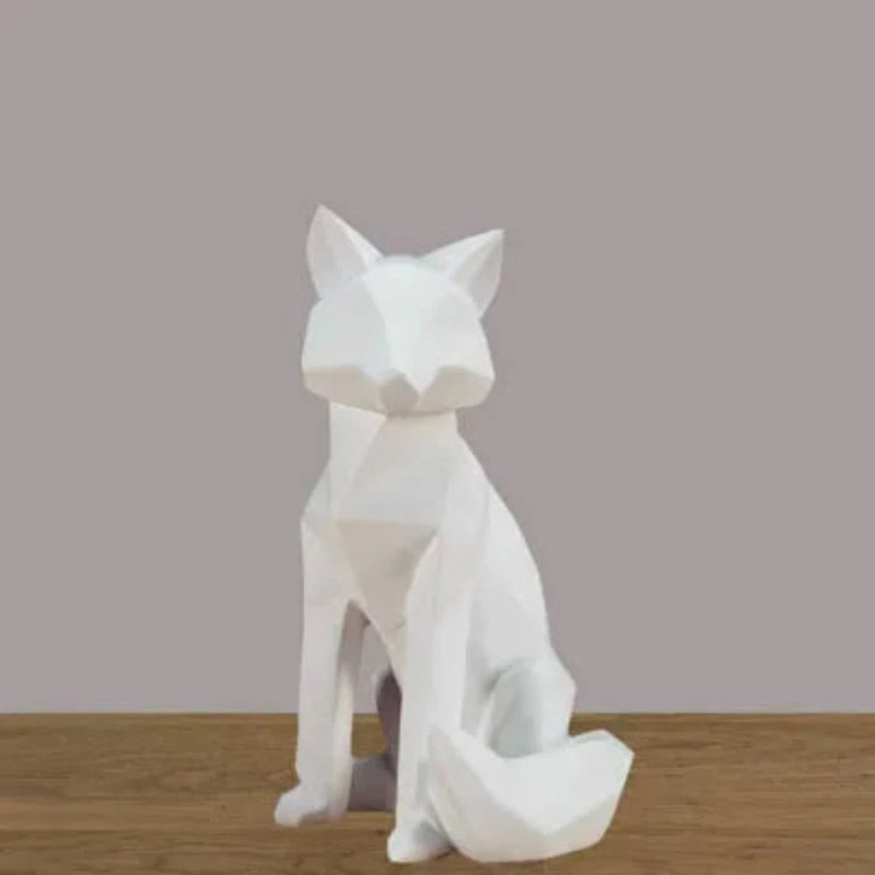 Modern-White-Geometric-Fox-Statue