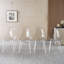 Ensemble de salle à manger 1 + 4,5 pièces, table de salle à manger à pieds en métal Mid-Century pour 4-6 personnes avec plateau en panneau de fibres à densité moyenne, table de salle à manger à piédestal, table basse de loisir, ensemble blanc