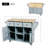 Kitchen Cart With Rubber Wood Drop-Leaf Countertop 5 Wheels  And 3 Drawers-1118753498