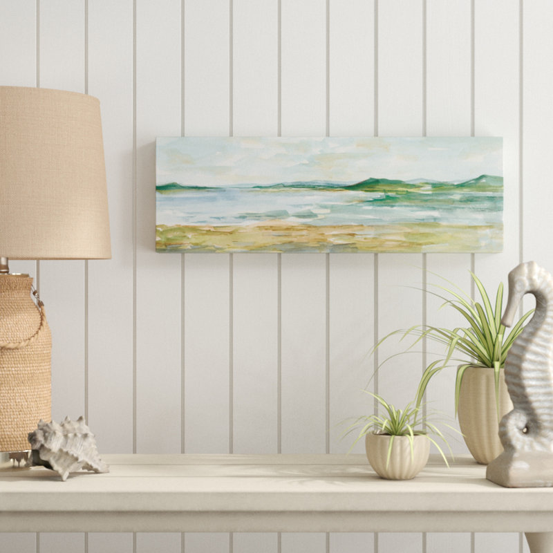 « panoramique seascape i », peinture sur toile tendue, H 8 po x l 24 po x P 2 po