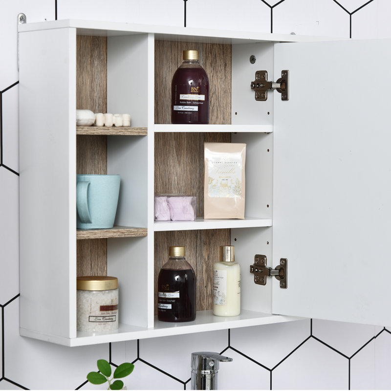 60mm W 49.4mm H Surface Framed Medicine Cabinet Mirror 6 Fixed