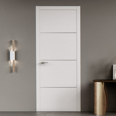 Porte intérieure préfinie moderne italienne EON frêne blanc pur universel