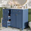 Meuble-lavabo de 36 po avec pied en bois massif, lavabo facile à nettoyer et tiroir à double couche avec tiroir à débordement, portes à fermeture en douceur