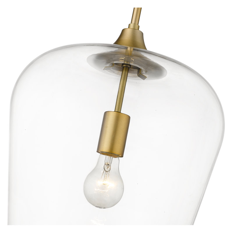 Luminaire suspendu en verre Dahlya, Laiton vieilli, H 16,25 po x l 12 po x P 12 po