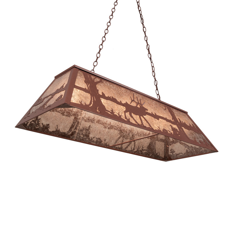 6 - Light Pendant, Rust, 43" H x 48" W x 17" D, Silver Mica