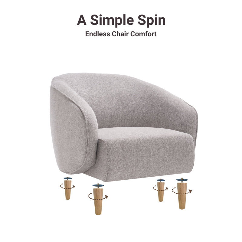Modern Upholstered Barrel Accent Chair - Set Of 2, Light Gray