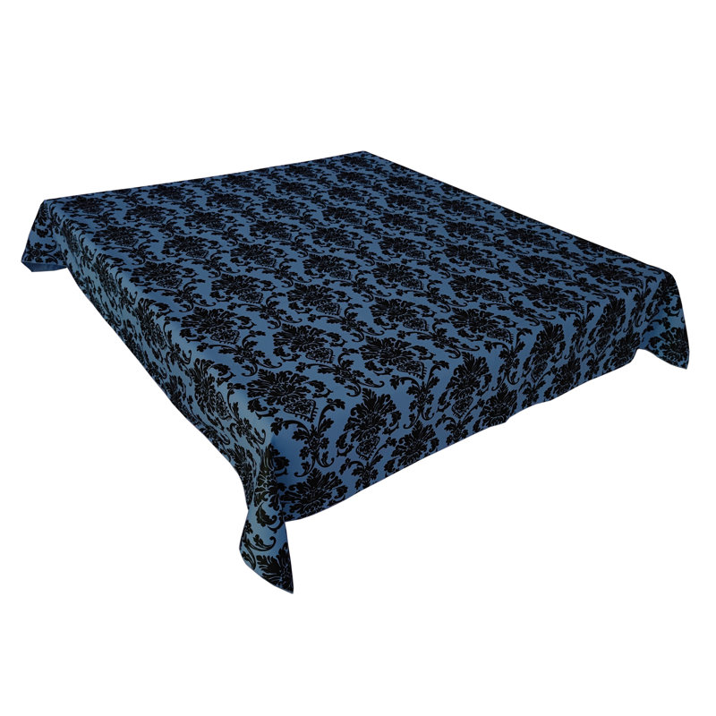 Floral Poplin Damask Tablecloths, 72" Rectangle, Dark Teal