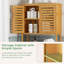 Armoire de rangement en bambou au-dessus de la toilette - Grand organisateur de salle de bain autoportant avec tablettes réglables, étagère compacte pour salle de lavage et balcon, naturel