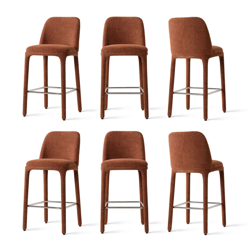 Tabouret de comptoir moderne 26,5 "entièrement rembourré en tissu (ensemble de 6), Terra