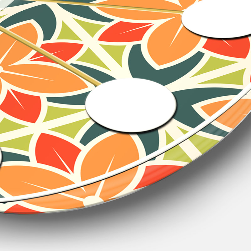 Horloge murale rétro Mid-Century, Petit, Orange
