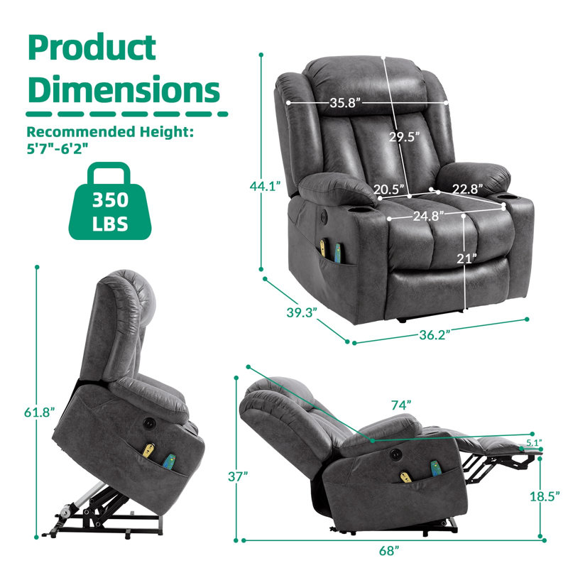 Fauteuil inclinable Dessia, Gris (suède bronzé)
