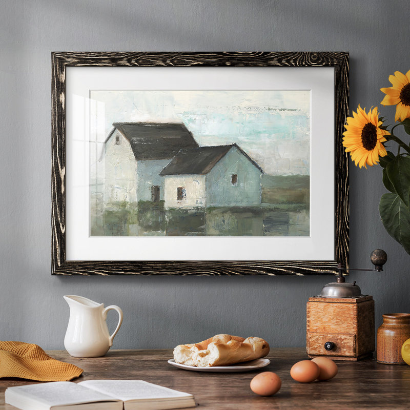 " Barn At Sunset II ", 14" H x 20" W x 1.5" D, Black