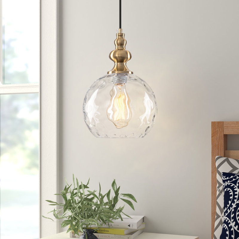 1-light Hammered Glass Globe Pendant Light