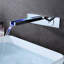 Robinet de lavabo de salle de bain mural moderne avec indicateur de température DEL Sumerain, robinet vasque à poignée simple à hauteur réglable, chrome