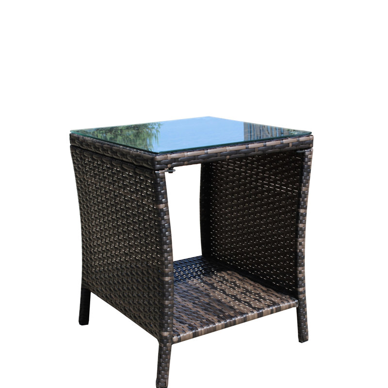 Table basse pour terrasse en verre trempé brun, imperméable, auto-assemblable, Brun
