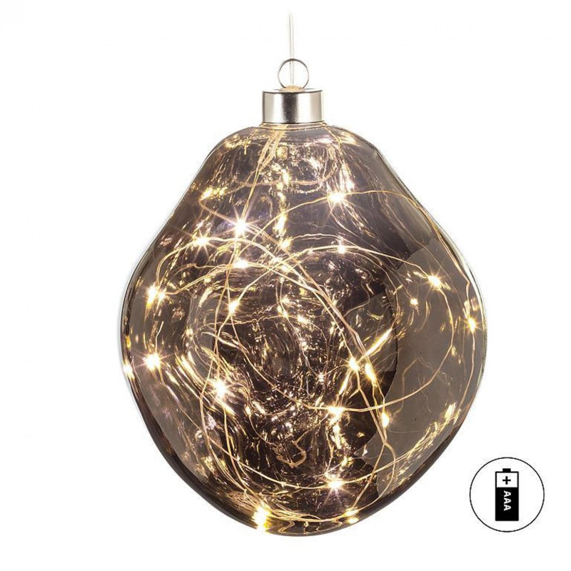 Ornement boule organique avec lumières DEL, Gris