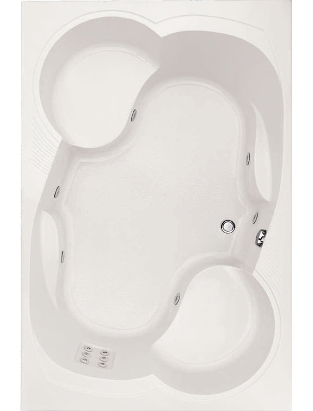 Makyla 75'' x 48'' Whirlpool Acrylic Bathtub, Almond, Polished Chrome