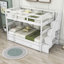 Lit superposé simple en bois avec lit gigogne et tablettes-1122182893