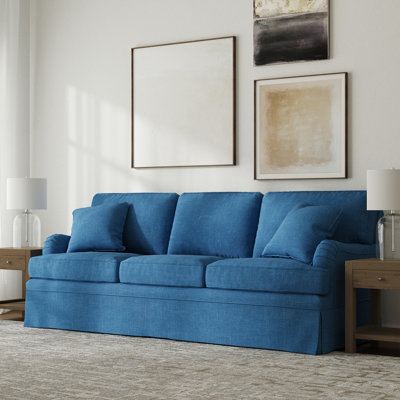 85" W Slipcovered 3-Seater Sofa with Removable Washable Cover and Down-Blend Cushions