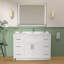 Meuble-lavabo 48 po sans lavabo supérieur, base d'armoire seulement, rangement de salle de bain à 6 tiroirs, conception à deux portes, eau, résistant aux taches, blanc, non assemblé-118473471