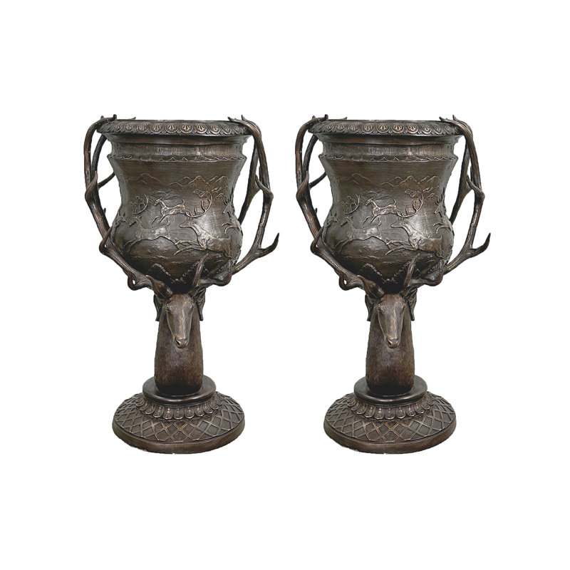 Ensemble d'urne en bois de cerf bronze moyen