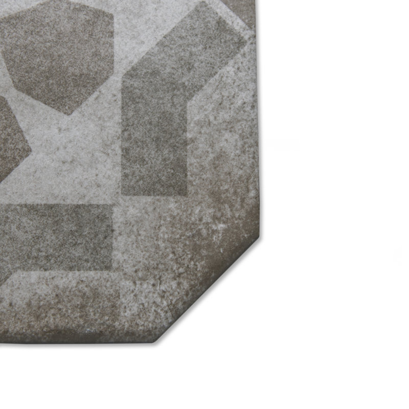 Laverton Octagon W/Taco 7-7/8 In. X 7-7/8 In. Porcelain Floor And Wall Tile, Gray/Ivory