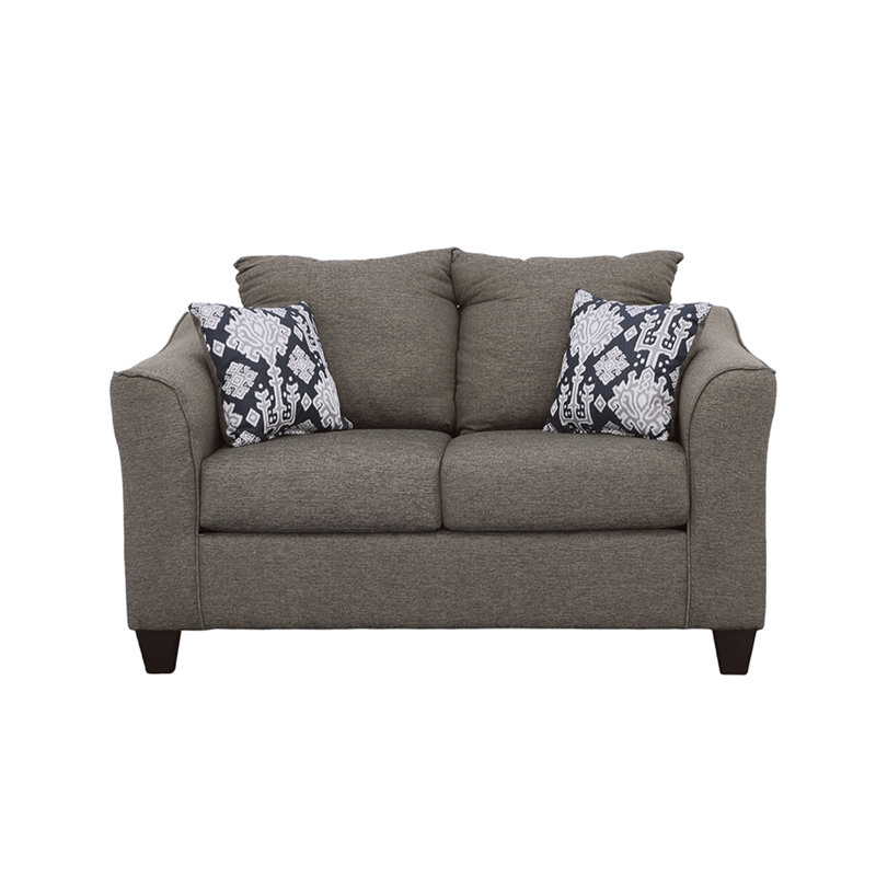 Charcoal Grey Transitional Grey Loveseat with Pillows