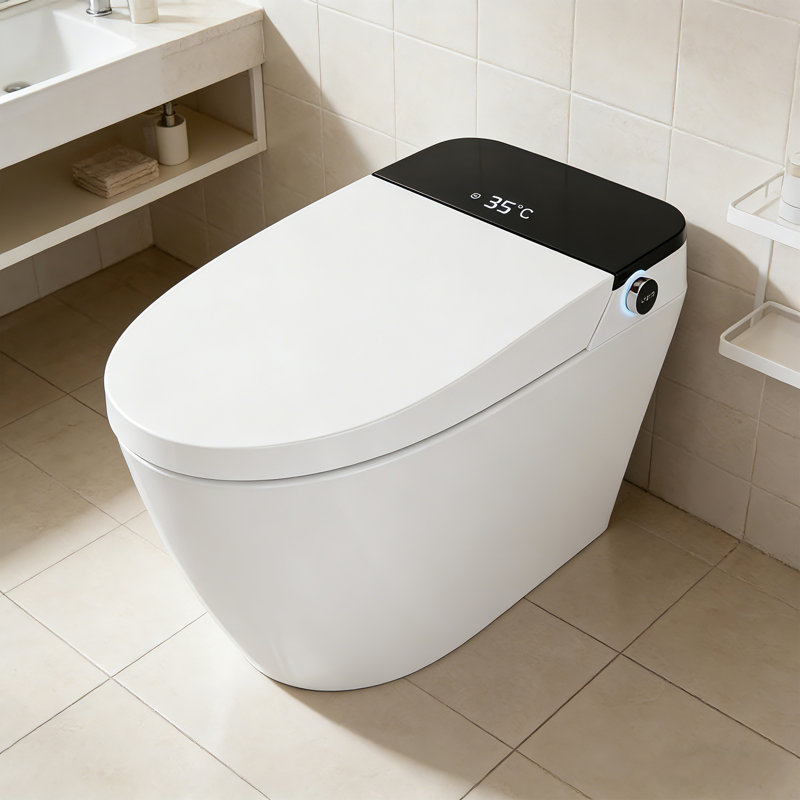 Smart Toilet with Bidet – One‑Piece Design, Heated Seat & Auto Open/Close Lid, Foot Sensing & Automatic Flush, Warm Water Wash & Dryer, LED Display & Night Light – Built‑in Tank