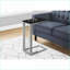 Table basse en forme de C peu encombrante pour le salon / la chambre à coucher - Plateau en stratifié noir Base en métal gris