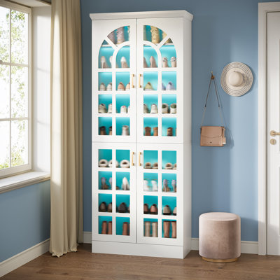 8-Tier Shoe Cabinet with Doors and Led Lights