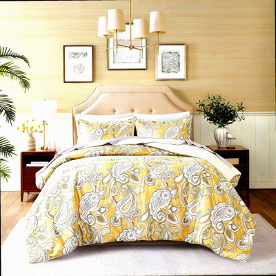 Paisley Wheat 9-Piece Queen Microfiber Bedding Set - Trendy Casual Design, All Season Comfort, Matching Shams - Complete Bed in a Bag