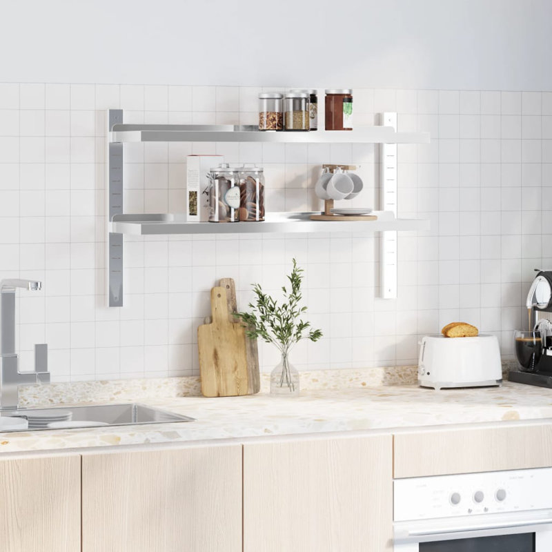Hamida Stainless Steel Bracket Shelf, 60cm H x 100cm W x 23.5cm D