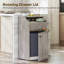 Armoire à déchets 10 gallons, armoire à poubelle autoportante, recyclage en bois avec porte rabattable, poubelle de cuisine cachée-126517299