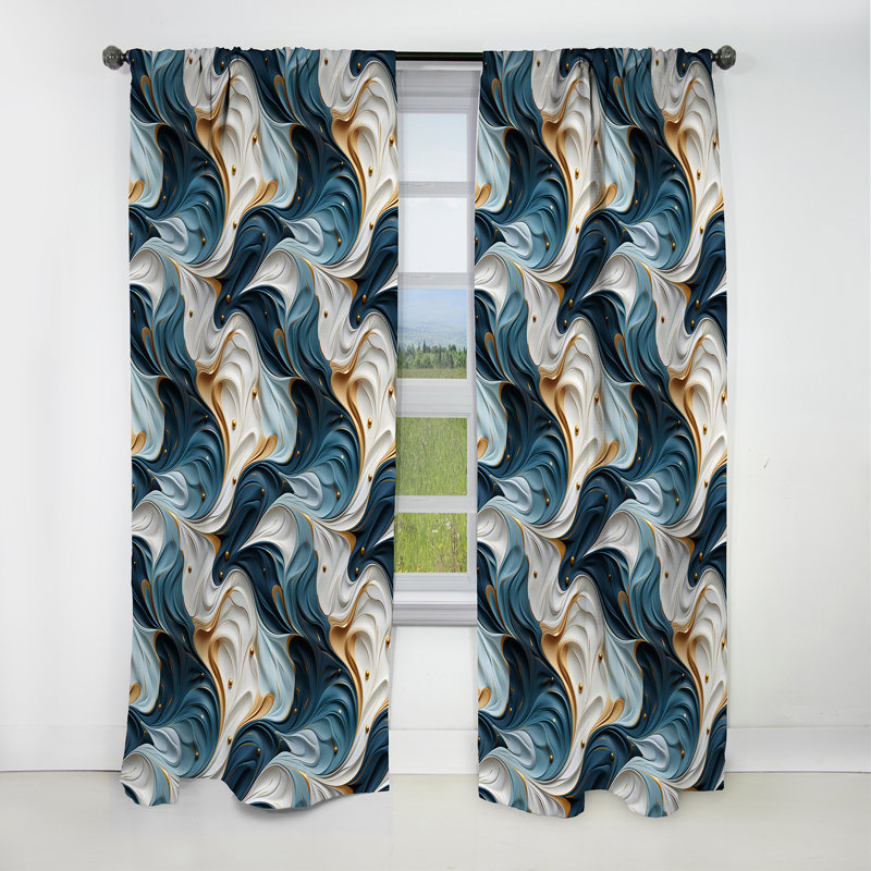 Tribal Fusion Marble Motif II - Rideau occultant en marbre marbré abstrait - 1 panneau, L 52 po x L 95 po