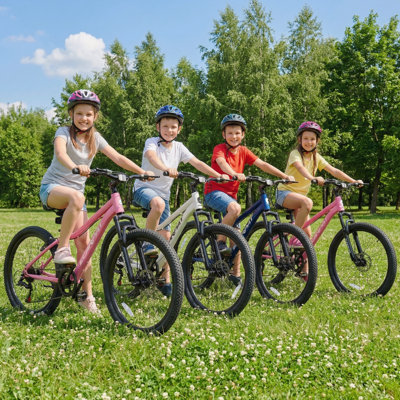 24 Inch Youth Mountain Bike With 7 Speeds & Front Suspension Durable Steel Frame, Alloy Rims & Disc Brakes For Boys And Girls In Multiple Colors