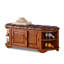 Banc rembourré en cuir véritable brun noisette