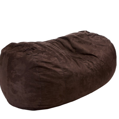 Brown Suede 8 Foot Cylindrical Bean Bag - Traditional Modern Comfortable Style Removable Zipper Cover For Easy Cleaning Foam Filling Look Zippered High Softness