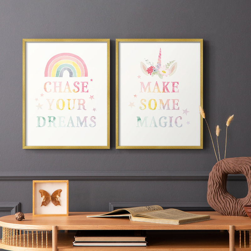 «Sweet Unicorn III», reproduction encadrée de qualité supérieure - prête à être accrochée - aucun clou requis - aucun clou requis