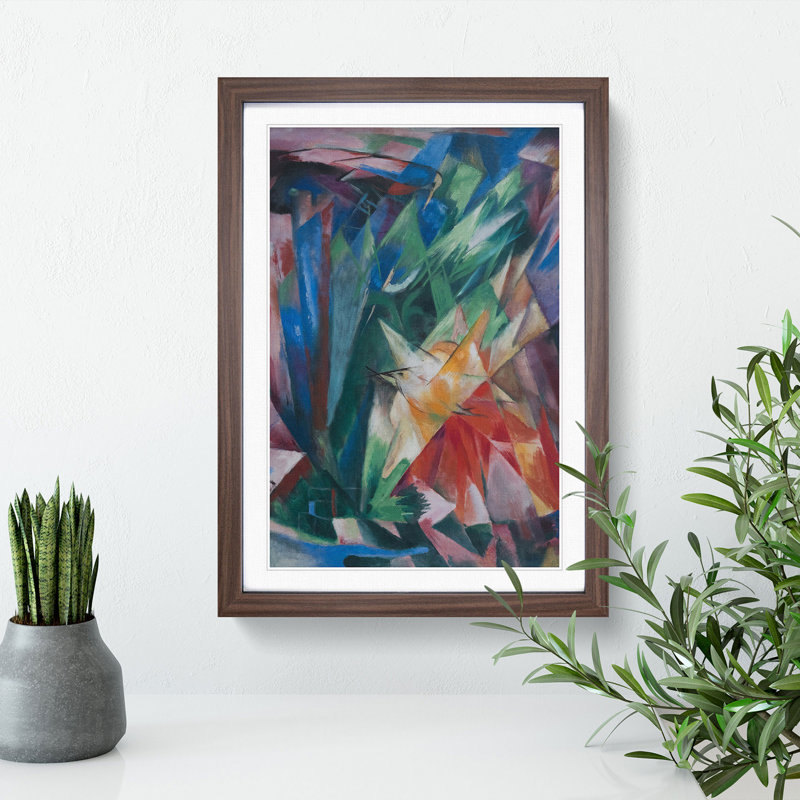 Birds by Franz Marc - Picture Frame Graphic Art, 36cm H x 27cm W x 2cm D, Walnut
