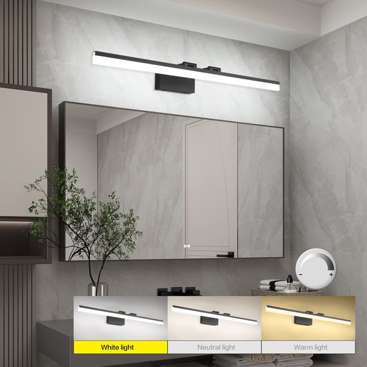 39.98 in. W Modern Bathroom Vanity Light Fixtures LED 6-Lights Matte Black  Bathroom Lights Over Mirror 6000K Cool White