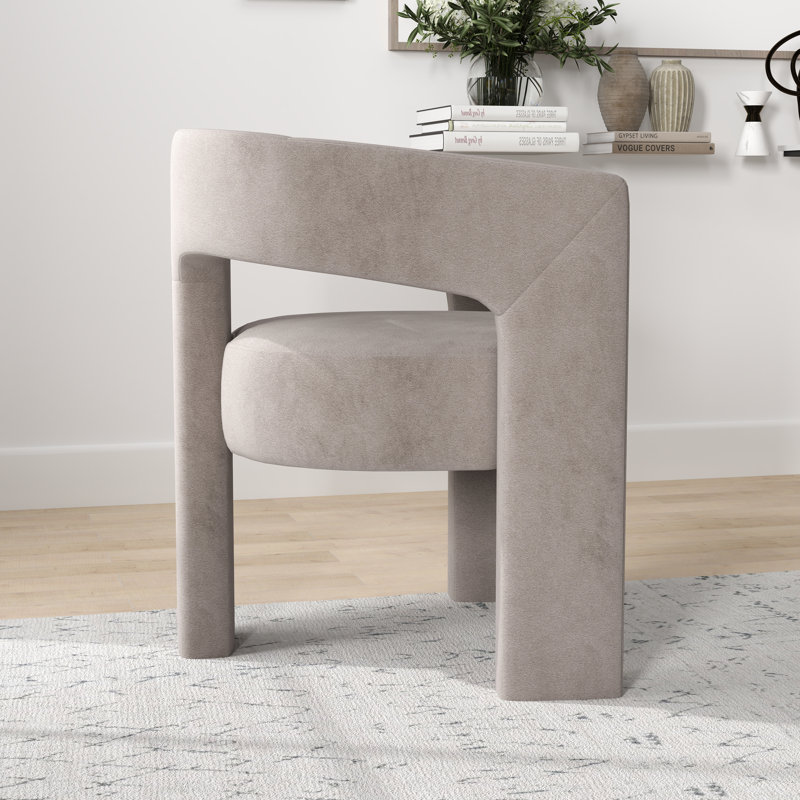 Fauteuil large en velours 24,6 po Jauier, Velours gris