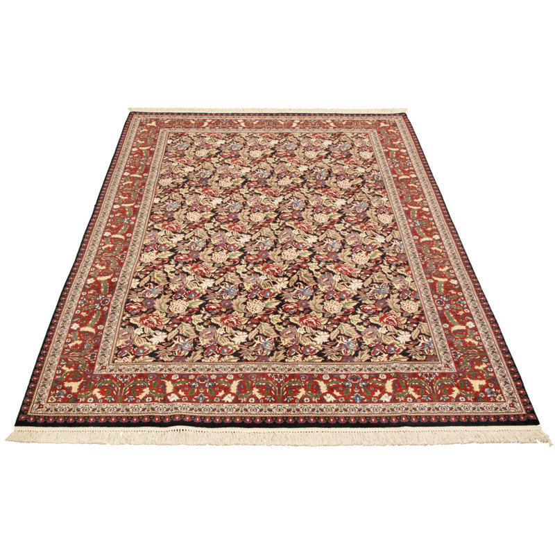 Tapis en laine rouge/noir/ivoire 7 pi x 10 pi en laine 3 po one-of-kind à la main-noué la 2010 tabriz Drumankelly