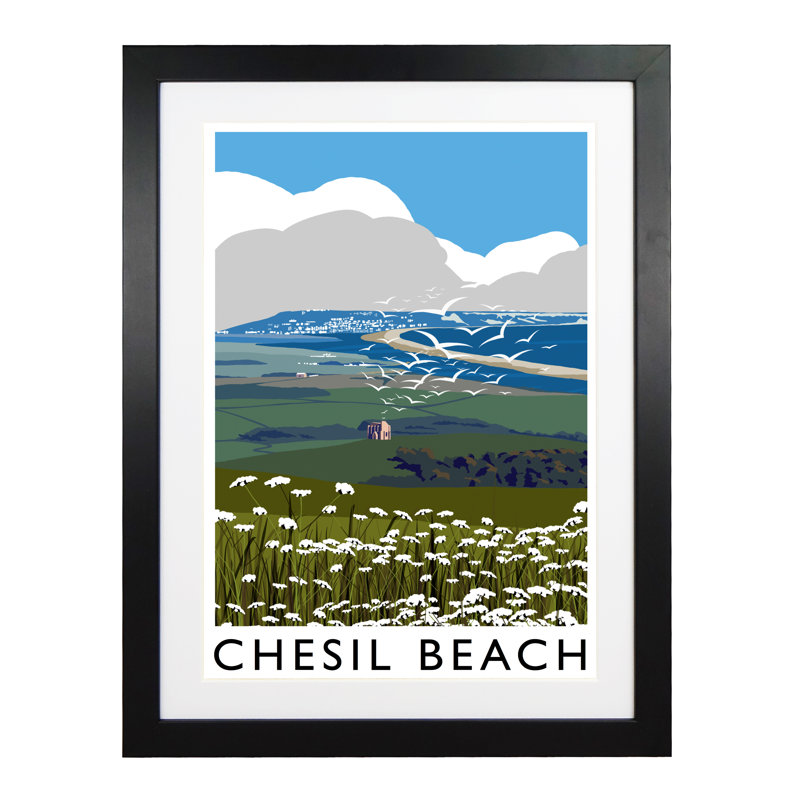 Chesil Beach 1 by Richard O'Neil - Print, Black Wood Frame, 43.5 cm H x 33.5 cm W x 2.2 cm D