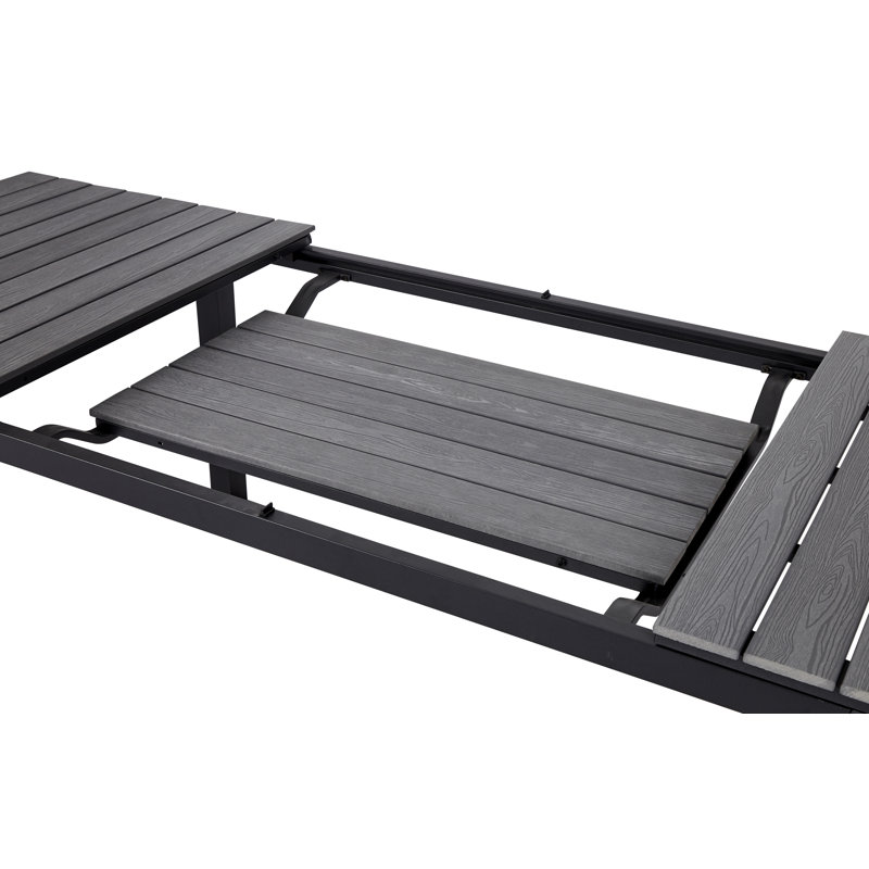 Virginio Extendable Aluminium Dining Table, Grey, 76cm H x 260cm L x 90cm W