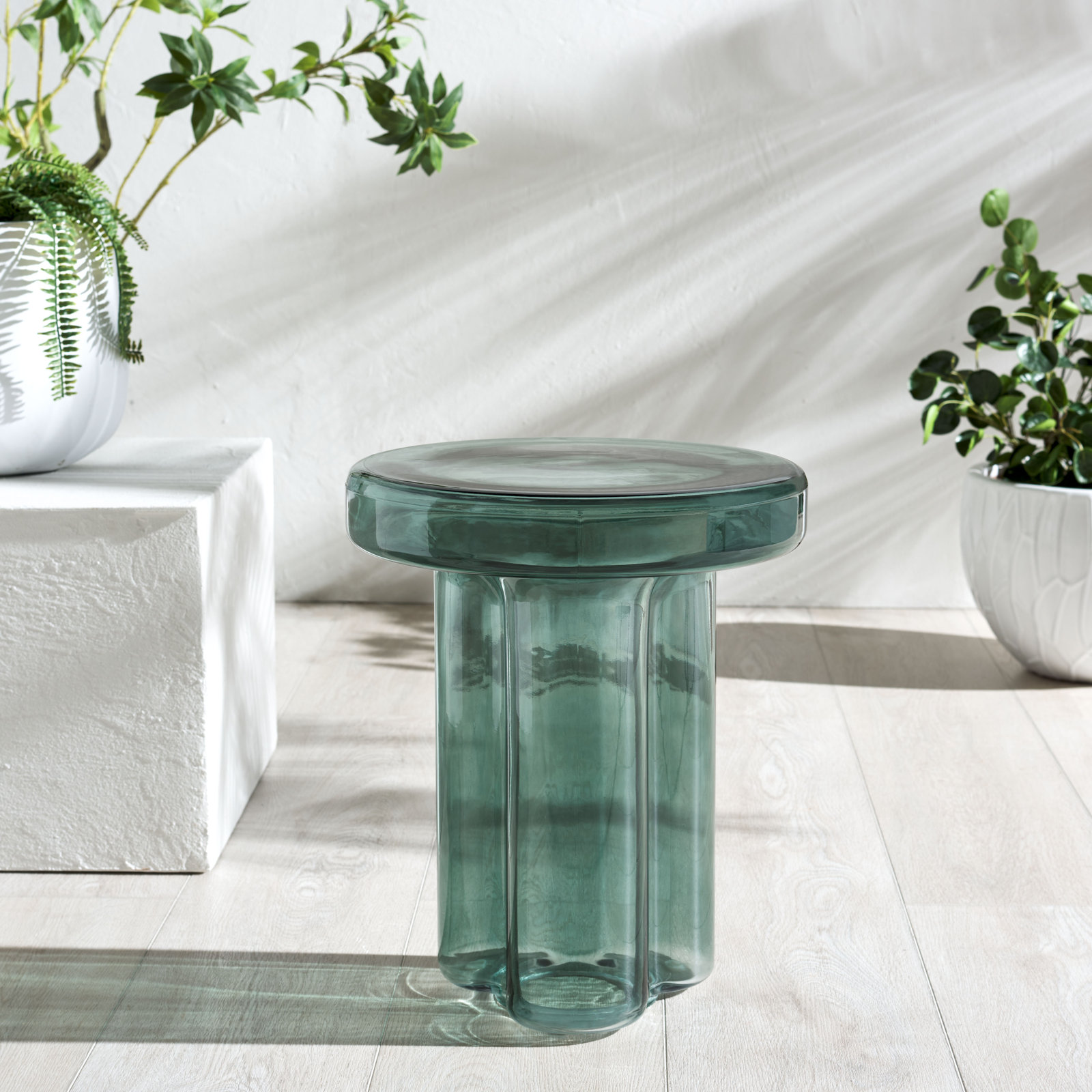 Padraic Glass End Table, Green