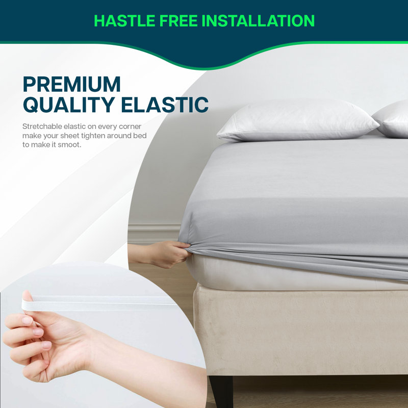 Drap-housse uni en microfibre extra profonde, Grand, Argent