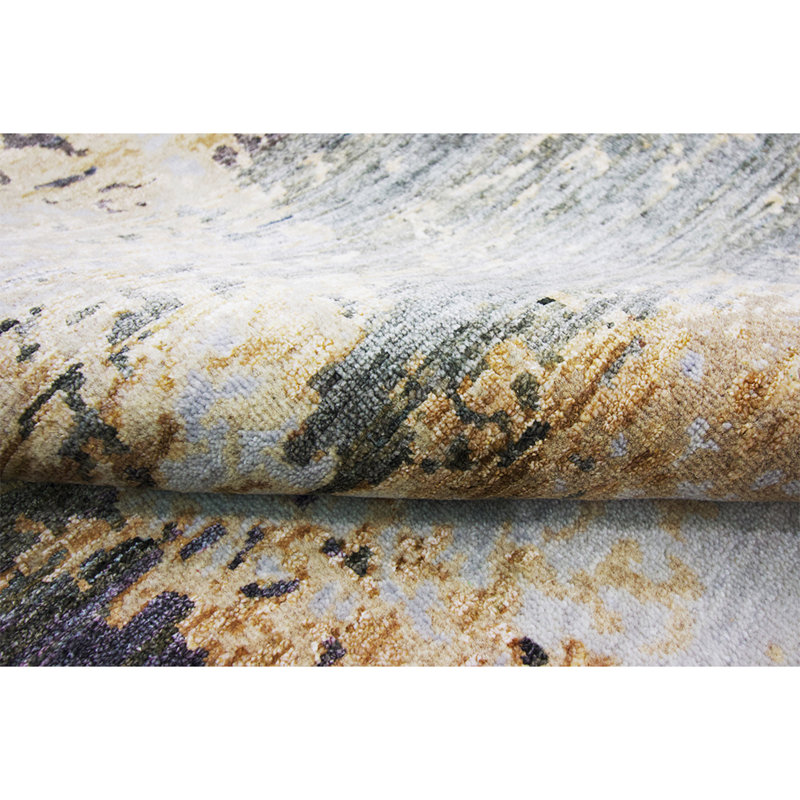 Abstract Area Rug in Gold, Rectangle 8' x 10'