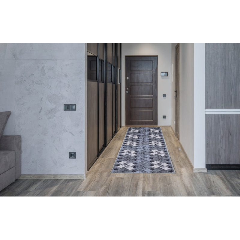 Checkered Water Resistant Non-Skid Kitchen Mat, Rectangle  1'8" x 4'11" 