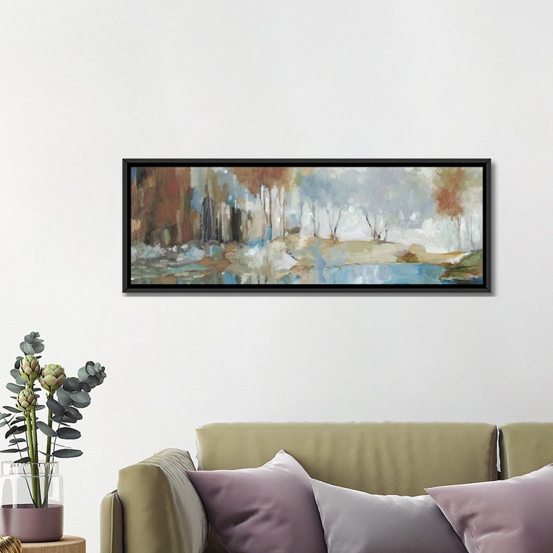 Golden Tranquility - reproduction d'art murale - toile encadrée, H 16 po x l 48 po, Noir