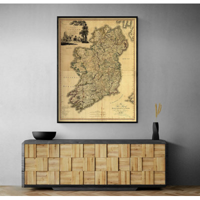 Lakki Memoir Map of Ireland 1797, Old Irish Bar Wall Decor, art mural restaurant irlandais, affiche du vieux Continent européen, art mural rustique irlandais